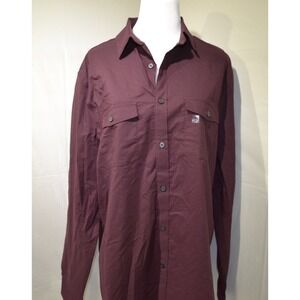 NWT Express Mens Burgundy Long Sleeve Button Down‎ Shirt Size L
